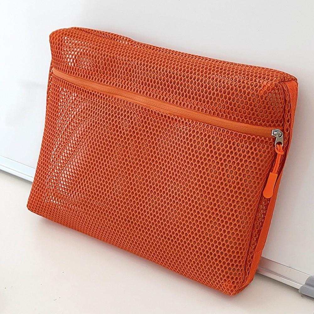 Casual Nylon Storage Pouch With Zipper Mesh Cosmetic Bag Hand-held Multipurpose Mesh Pouch Women