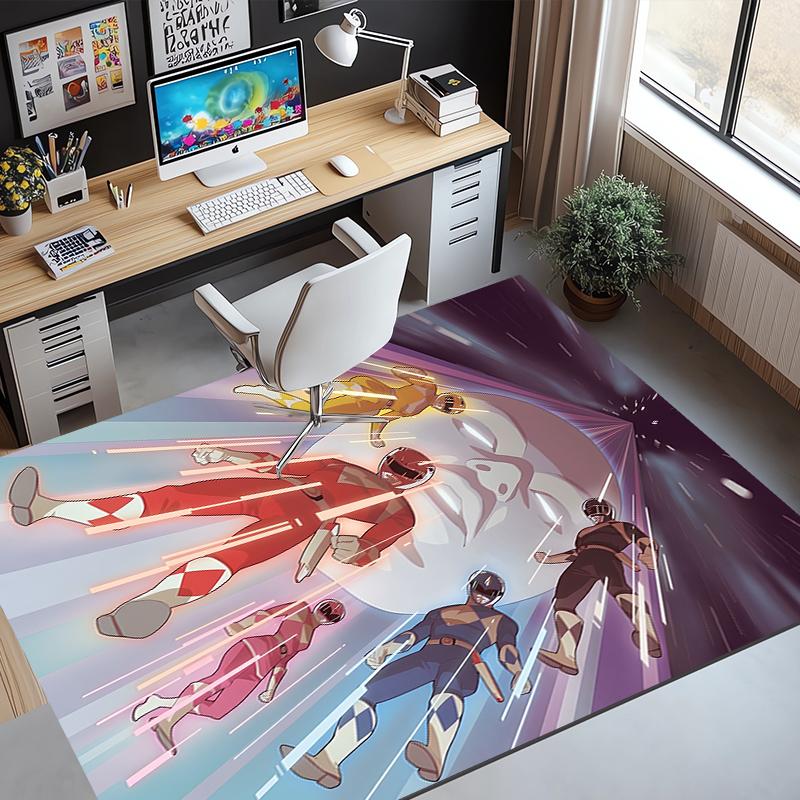 Mighty Morphin Power Rangers Pattern Rug, Indoor/Outdoor Mat, for Picnic, Gameroom, Bedroom, Office, Living Room, Home Decor Carpet, Birthday Gift