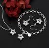 Popular s   Copper pretty Crystal Star necklace earring bracelet Jewelry set Women Fashion Wedding accessories