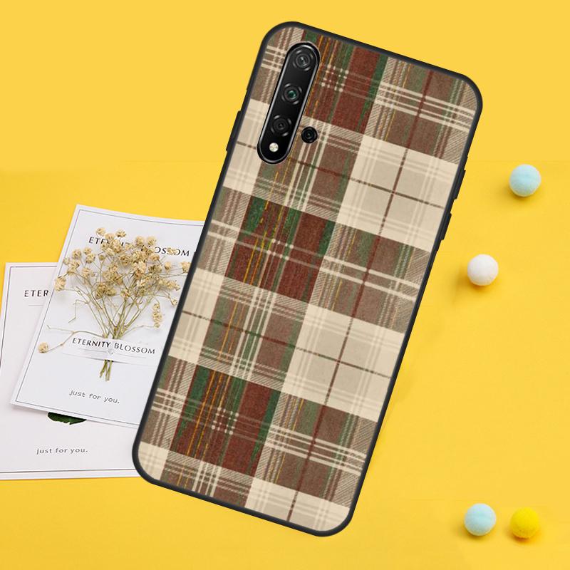 Brown Plaid For Huawei Nova 12s 12i 11i 5T Y90 Y70 Y60 Y61 Y91 Y72 9 10 SE P20 P30 P40 Lite P60 Pro Case