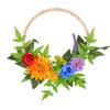 Spring Wreath for Front Door Farmhouses, Wood Bead Wreath with Artificial Flower Leaf, Spring Summer Wreath for Wedding