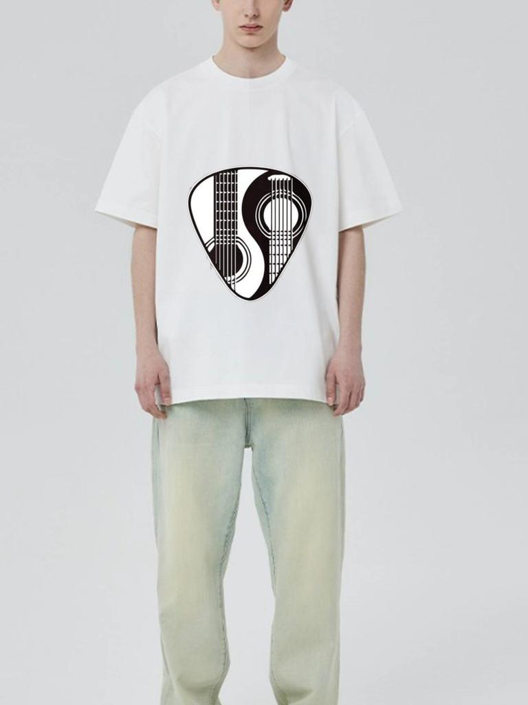 Черная футболка с дизайном медиатора, вдохновленная музыкой, повседневная одежда для мужчин и женщин, уличная мода, эффектный топ