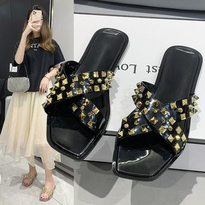 Большие размеры тапочек женские новые заклепочные желейные пластиковые тапочки со стразами уличные женские тапочки женские сандалии