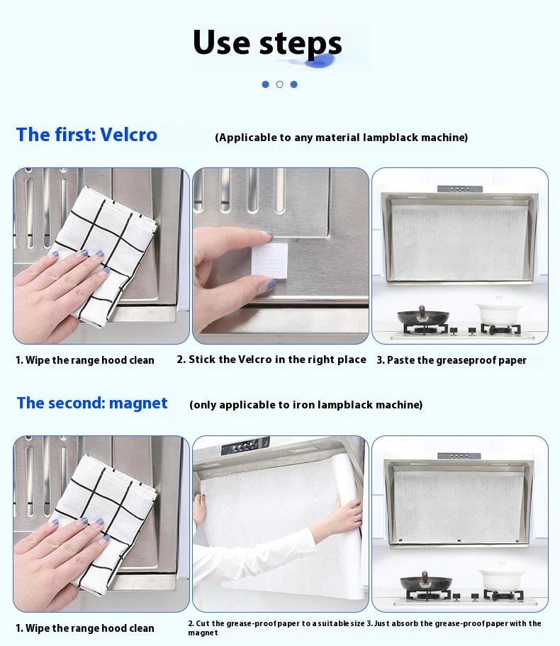 Kitchen Oil Stickers Range Hood Filter Set High-Performance Oil Absorption Smoke-Free Universal Fit Durable Sticker Protection