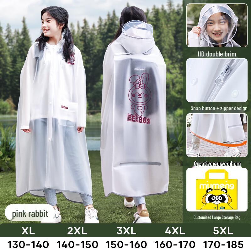 Moremerry Kids' Rain Poncho with Backpack Slot