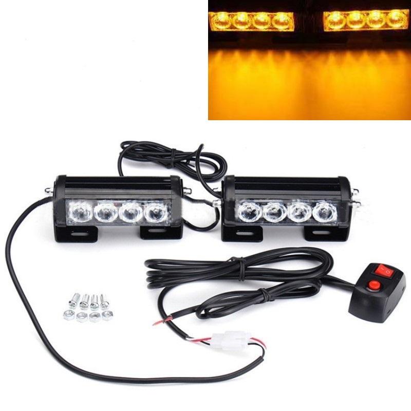 2 в 1 8 светодиодных стробоскопических ламп для автомобильной полицейской мигалки, автомобильной сигнализации, маячка 12 В, красного, синего и желтого цвета, автомобильные аварийные предупреждающие огни