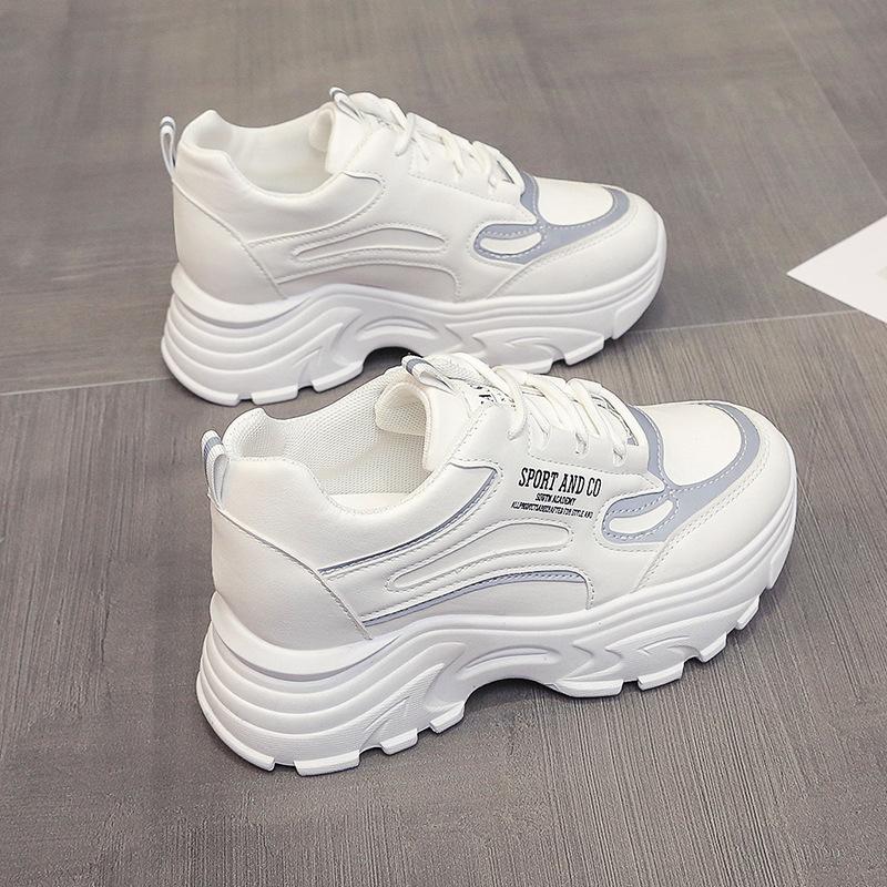 Модные осенние новые женские сетчатые дышащие кроссовки, увеличивающие рост, 7 см, с толстой подошвой, нескользящие, для повседневного бега на открытом воздухе