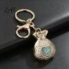 Sparkling Lucky Bag Pendant Rhinestone Keychain Good Luck Fortune Keyring Keychain Love Heart Pouch Charm for Handbags Backpacks Elegant