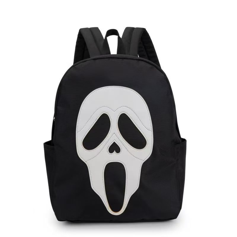 Kids Halloween Stuff Children Fashion Bag Black And White School Bag Ghost Print Boutique Teenages Outdoor Backpack