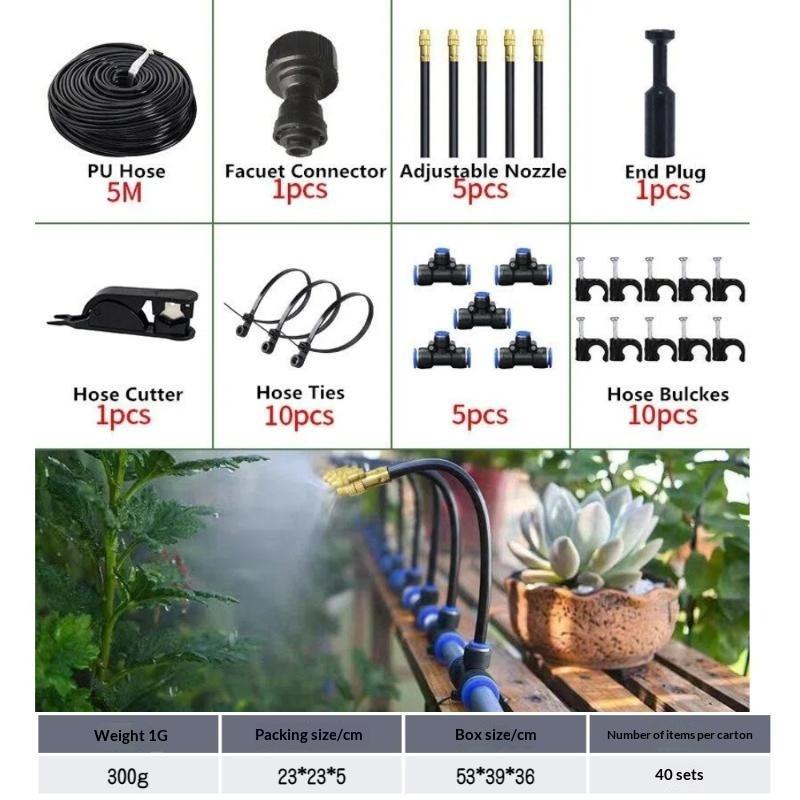 Outdoor Backyard Cooling Mist Kit 5/10/15/20M Water Hose with Brass Atomizer Nozzles for Garden Irrigation Patio