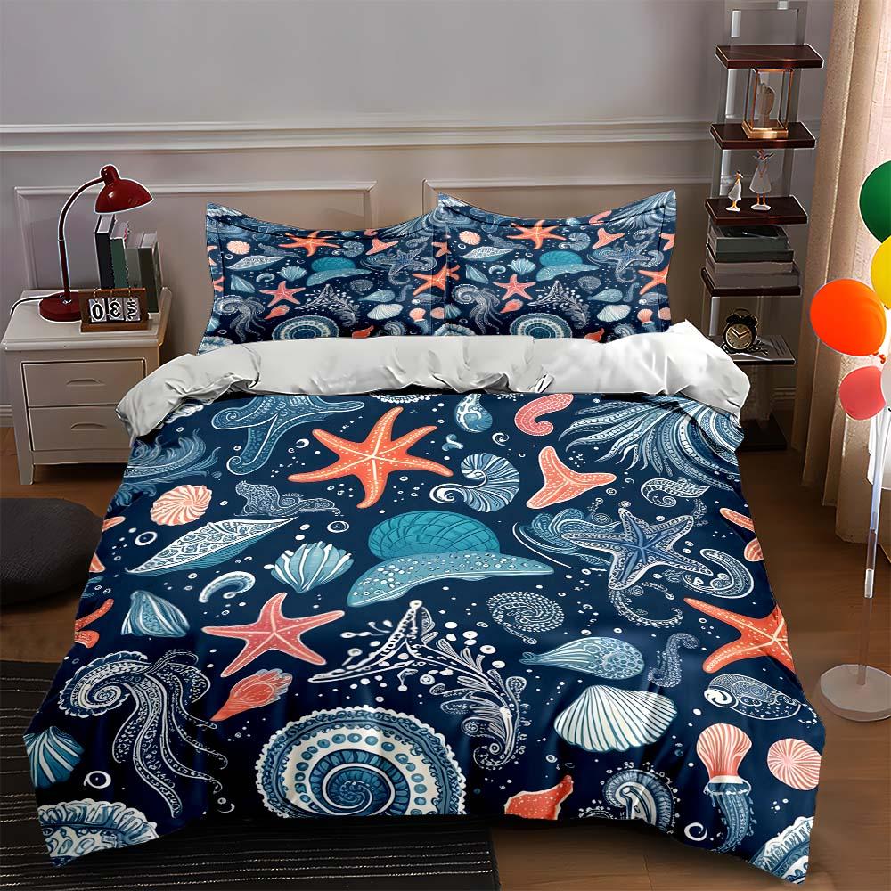 Underwater marine design. Bedding Duvet cover sets Duvet covers Pillowcases gifts (1 * Duvet Cover 2 * Pillowcases, without duvet insert)