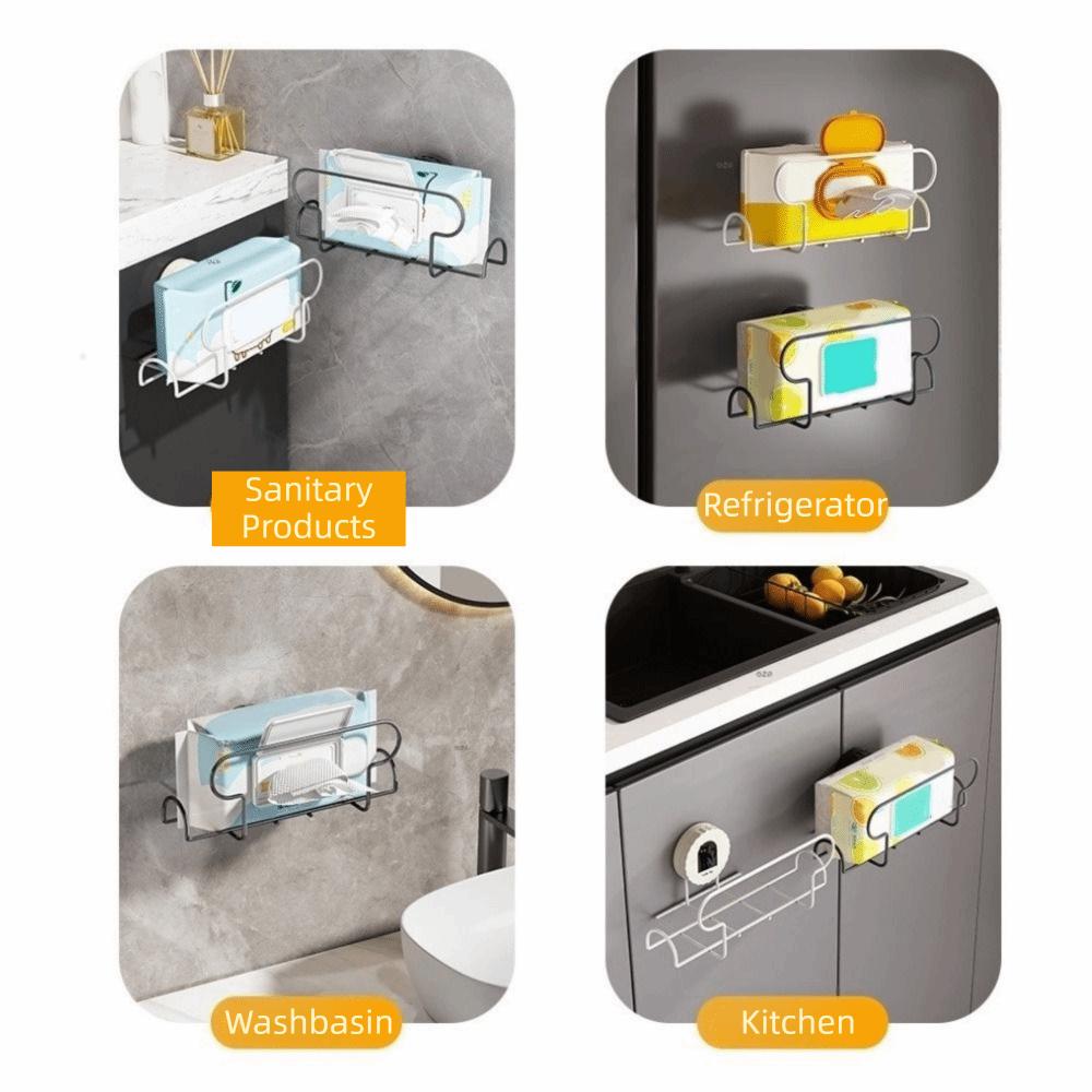 No Drill Suction Cup Tissue Holder Wall Mounted Face Towel Storage Box Tissue Dispenser Bathroom