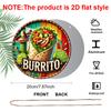 2D Flat, 1pc Mexican Burrito Metal Wall Art Sign - Vibrant 2D Flat Print Round Iron Decor with Pre-Drilled Holes, Traditional Sombrero & Cactus
