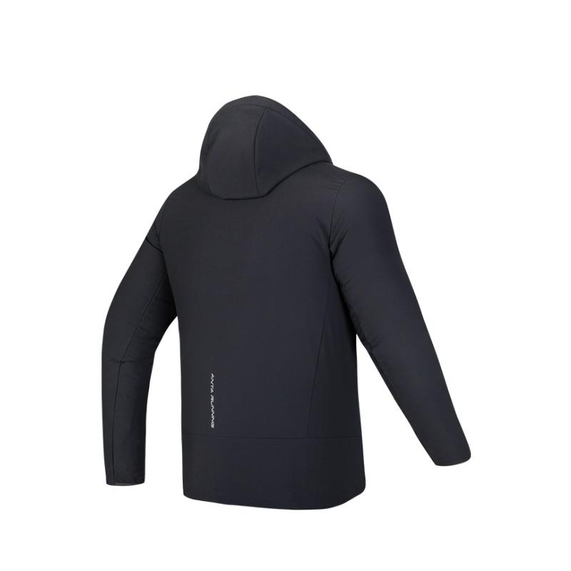 Anta Running Series Solid Color Zip Hooded Comfortable Breathable Versatile Casual Windbreaker Men Outerwear Black 952515604-5