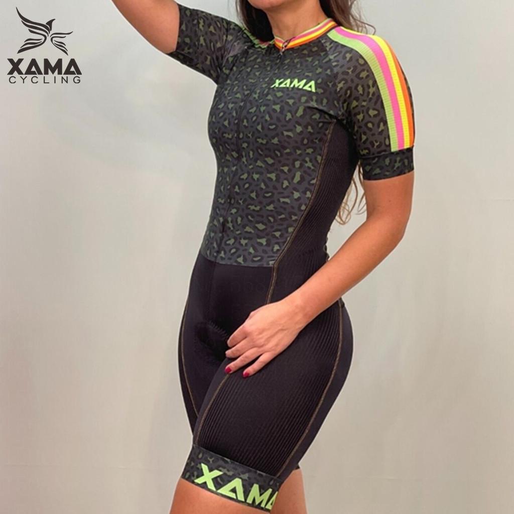 Женский велокомбинезон Xama Cycling Сексуальный леопардовый комбинезон с коротким рукавом Tri Suit Одежда для велогонок Pro Размеры 2XS-4XL