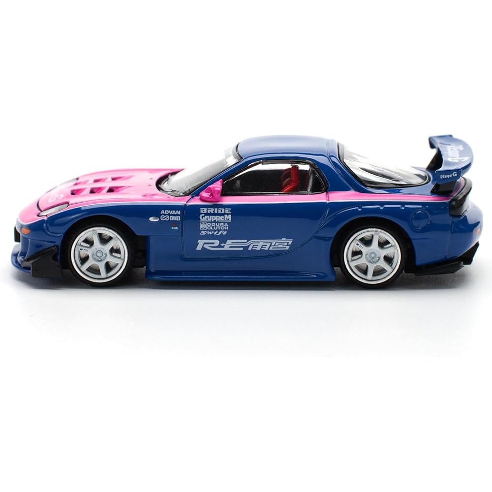POP RACE 1/64 Mazda RX7 RE Amemiya Сине-розовый литой модельный автомобиль Коллекционный