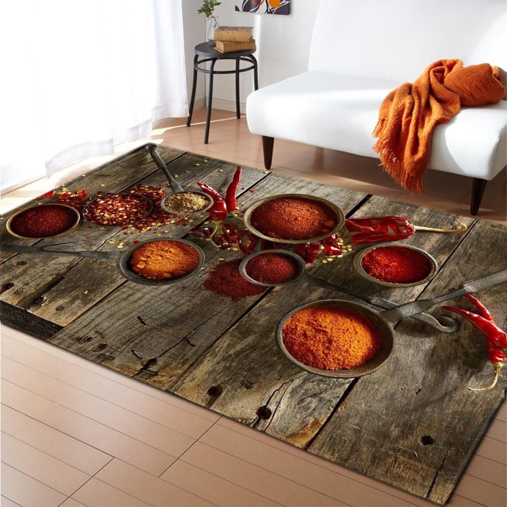 Seasoning Living Room Area Rug Home Decor Food Spice Carpet Bedroom Rug for Boys Tableware Floor Mat Soft Kitchen Rug Doormat