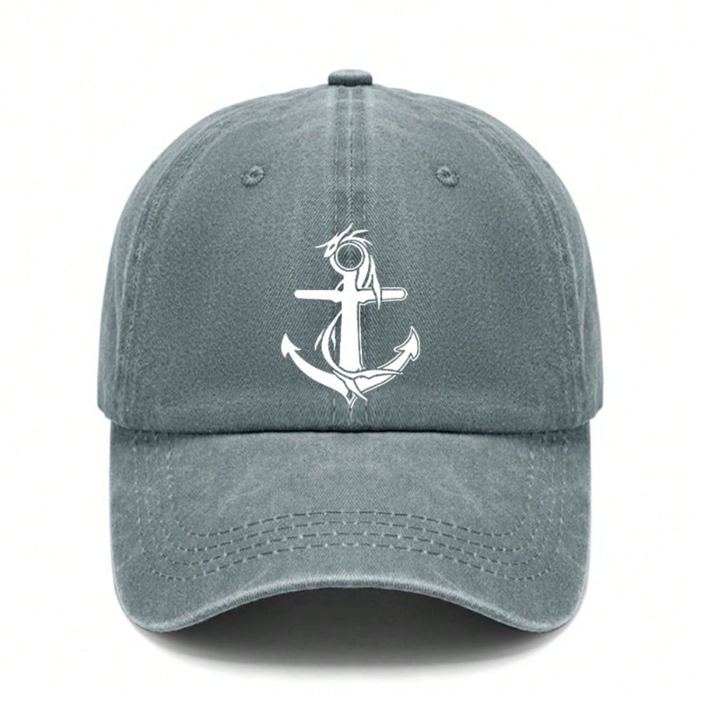 [Anchor Print Baseball Cap] Nautical Vintage Style Polyester Adjustable Breathable Casual Outdoor Sports Baseball Hat For Men Women