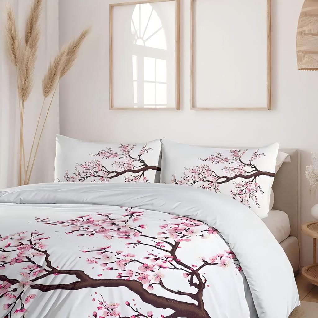 Японская гора Фудзи Сакура Цветок 3D-печать Комплекты пододеяльников Модное искусство Изысканный домашний текстиль Пододеяльник Наволочки