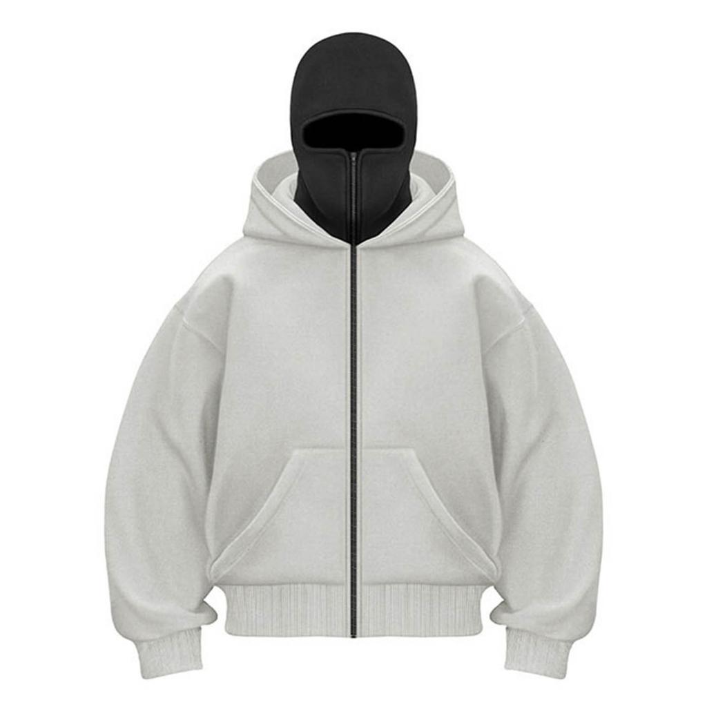 Soild-Color Mens Hooded Sweatshirt Loose Jacket Double Hat Autumn Winter Sporty Hooded Sweatshirt Long-Sleeve Hoodies For Man