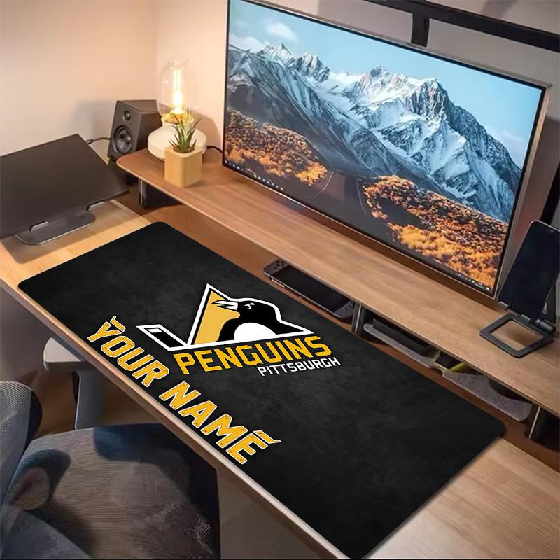 Custom Name Pittsburgh Penguins Print Cushion Non-slip Laptop Tablet Big Mousepad XXL Mat Mini PC Playmat With Lock edge