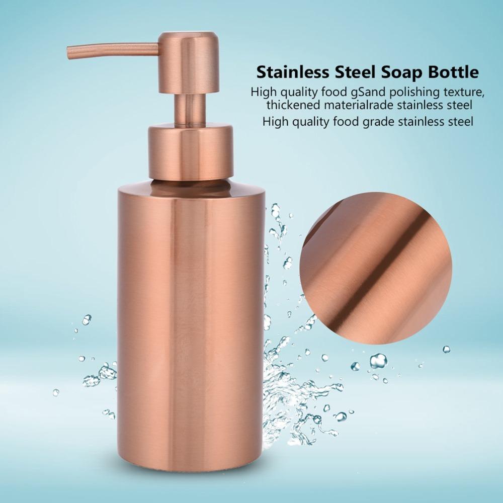 Stainless Steel Soap Dispenser Rose Gold Liquid Dispenser Pump Bottle Salon Home Hotel Office