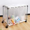 X 3 Garbage Bag Holder Separation Trash Can with Wheels 20L To 30L Bags Available Trash Can Dust Wagon with Lid Garbage Bag Stand Slim Vertical Open