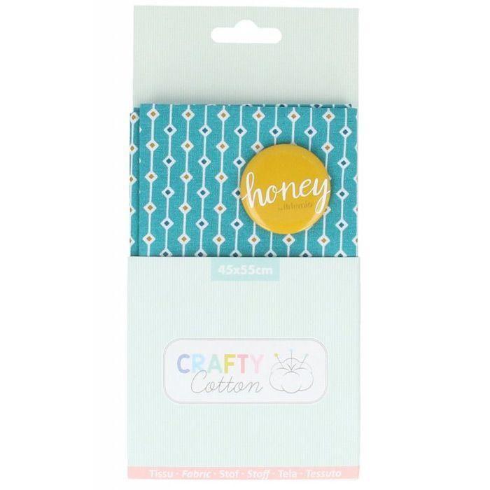Coupon de tissu coton Crafty cotton - Losanges - Fond Bleu pétrole - 45 x 55 cm - ARTEMIO
