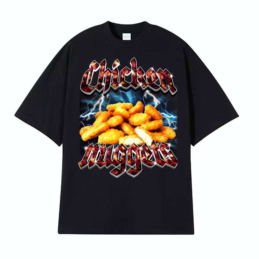 Heavy Metal Chicken Nuggets Funny Tshirt Men Women Fashion Retro Short Sleeve T Shirts High Quality 100 Cotton Comfort T Shirt