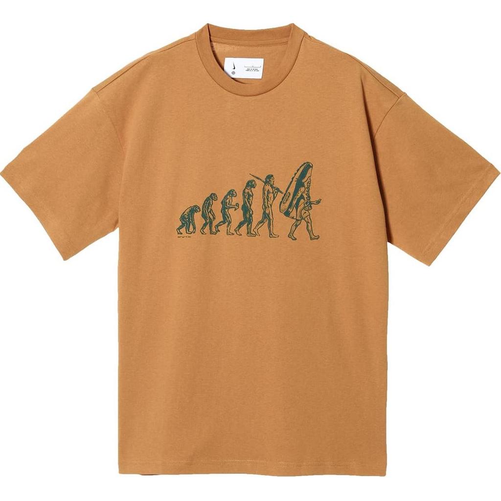 Nike Loose Letter Print Crew Neck Pullover Short Sleeve T-Shirt Men Tops Brown FN4255-200