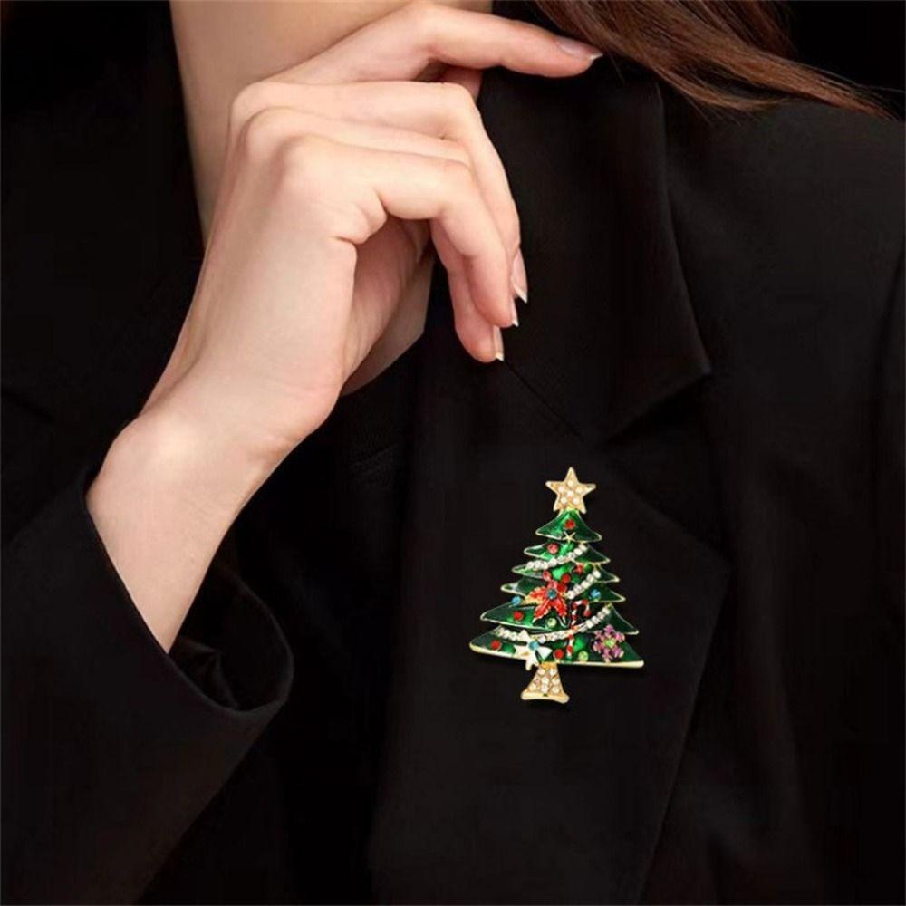 Clothes Accessories Christmas Brooch Korean Style Christmas Tree Brooch Gift
