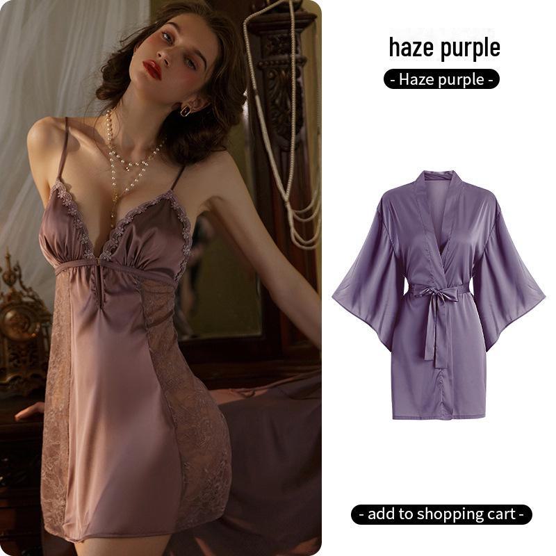 Women's Sexy Backless Nightgown Pajamas Set with Chest Pads