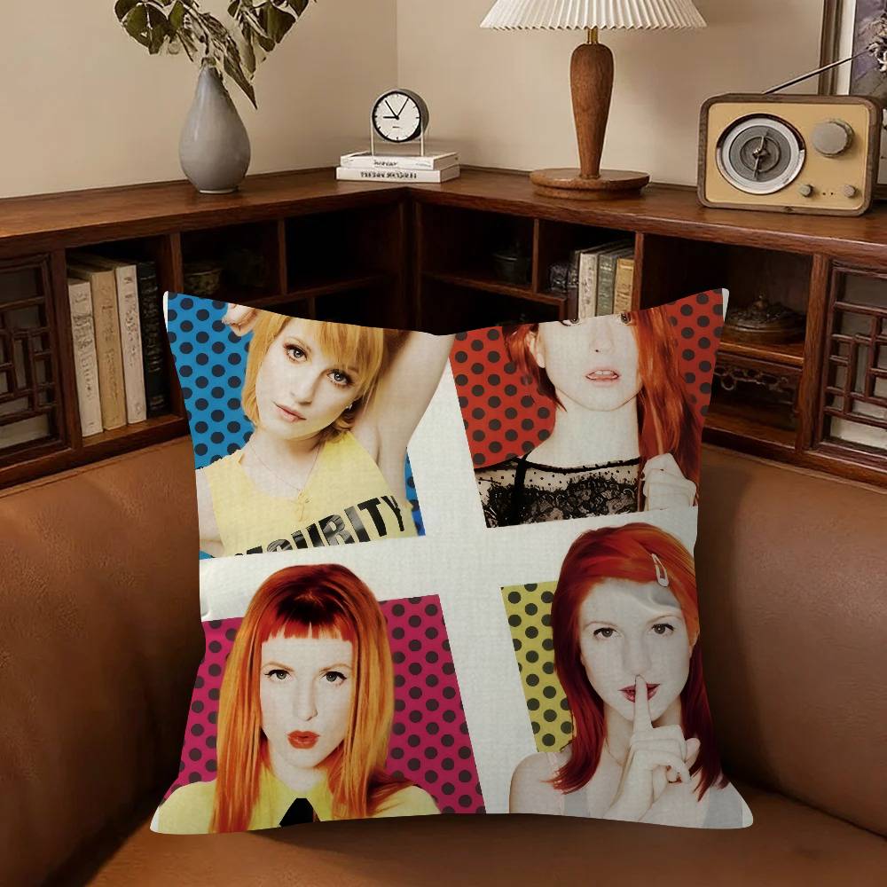 H-Hayley Williams Singer Office Cushion Pillowcase Car Cushion Cover45X45Cm Lumbar Pillowcase Sofa Pillowcover
