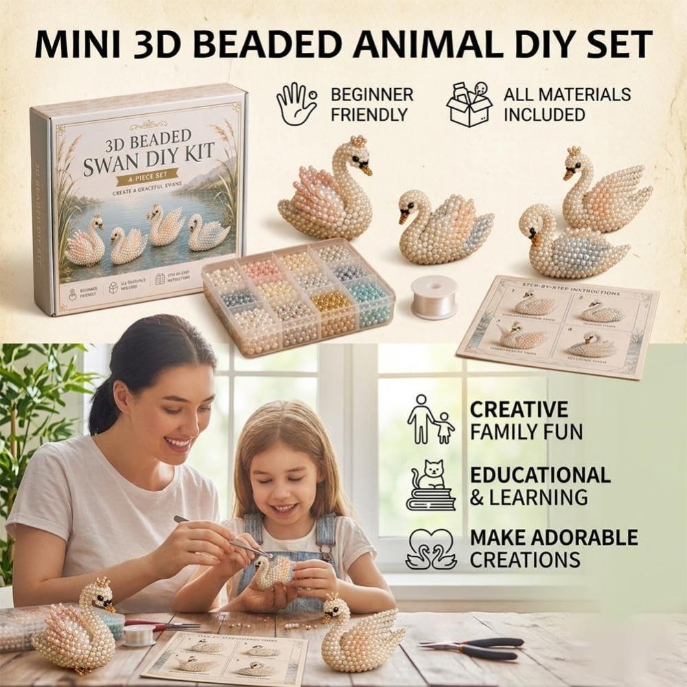 2026 Tiny 3D Beaded Animal DIY Kit, Cute Bird & Animal Pet Beading Craft Set, Handmade Bead Art Kit, Stress Relief Creative DIY Decoration Gifts