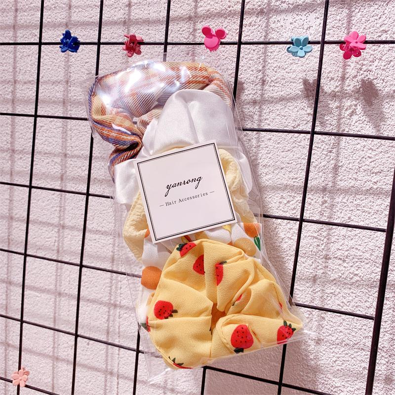 Новые 5 шт./компл. резинки для волос ярких цветов с принтом для женщин, милая повязка для волос, держатель для хвоста, эластичная резинка, модные аксессуары для волос