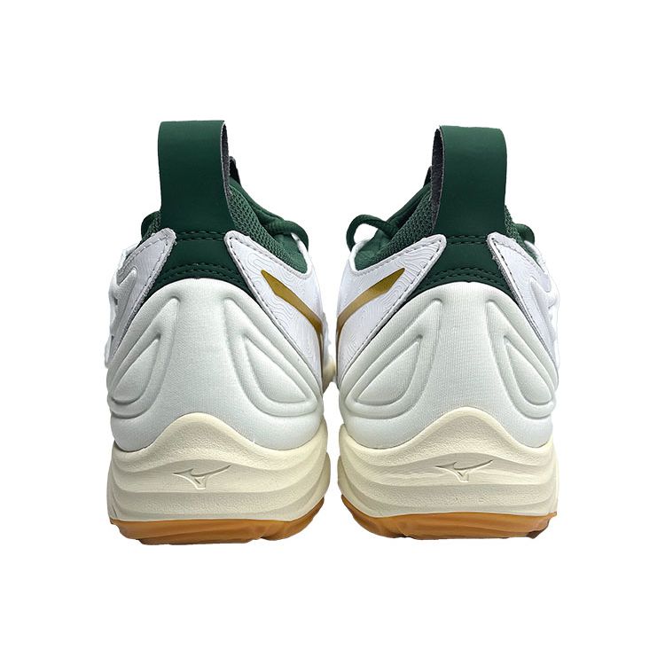 Mizuno Кроссовки унисекс Wave Momentum 3 бело-зелено-золотые V1GA231244