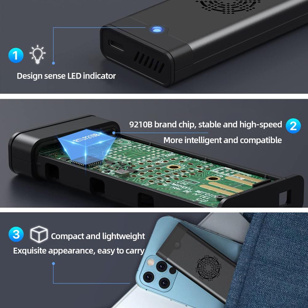 Корпус для жесткого диска M.2 NVME NGFF M/B/(B + M) Кейс для SSD Поддержка систем Windows/macOS/Android/HaemonyOS для SSD 2242/2260/2280