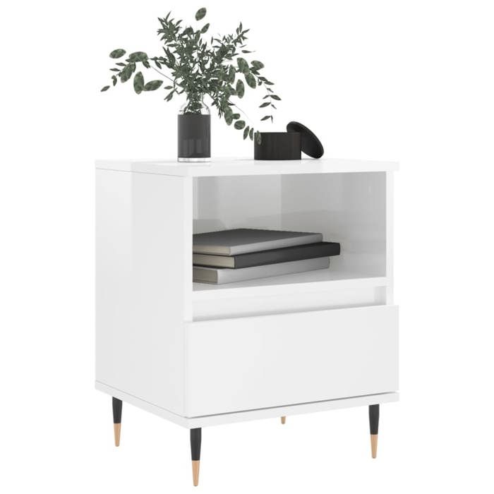 Table de chevet - Maison Exclusive - blanc brillant - lot 2 pièces - 40x35x50 cm