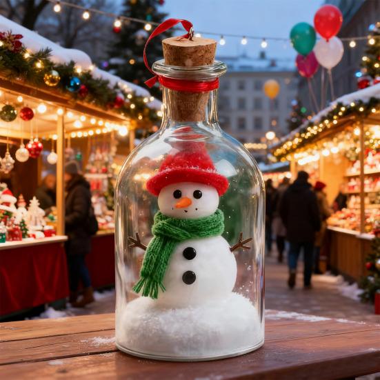 Рождественский снеговик Послание в бутылке Записываемая голосовая бутылка-сувенир Снежная сцена в ностальгической бутылке Декорация Праздничный памятный подарок
