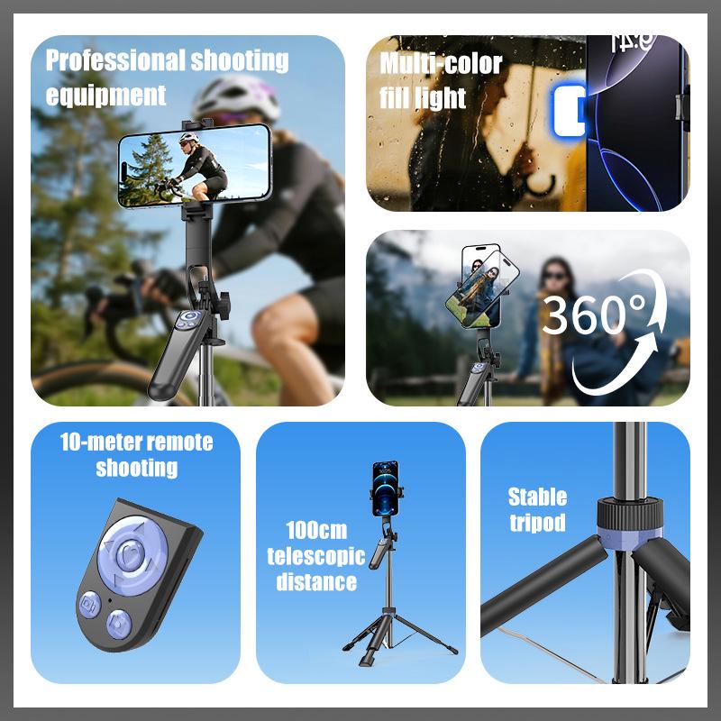 Многофункциональный Bluetooth-селфи-палка и стабилизатор: Вращение на 360°, Стабилизация, Штатив для прямой трансляции для мобильных телефонов