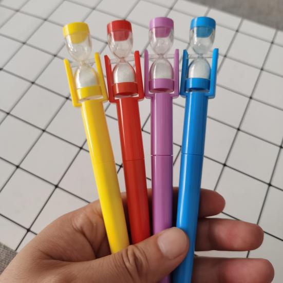Sand Timer Ballpoint Pen Novelty Sand Clock Pen Black Ink Twist Pen with Hourglass Top for School Office Supplies