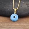 Nidin New Retro Disk Shape Evil Eye Zircon Pendant Necklace For Women Girl Daily Party Clavicle Chain Jewelry Accessories Gifts
