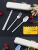 Portable Cutlery Box, 3pcs/set Travel Dinnerware Sets, Japan Style Wheat Straw Knife Fork Spoon, Student Kitchen Tableware