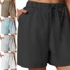 High-Waist Slant Pockets Elastic Waistband Summer Shorts Wide Leg Solid Color Drawstring Loose Shorts Streetwear