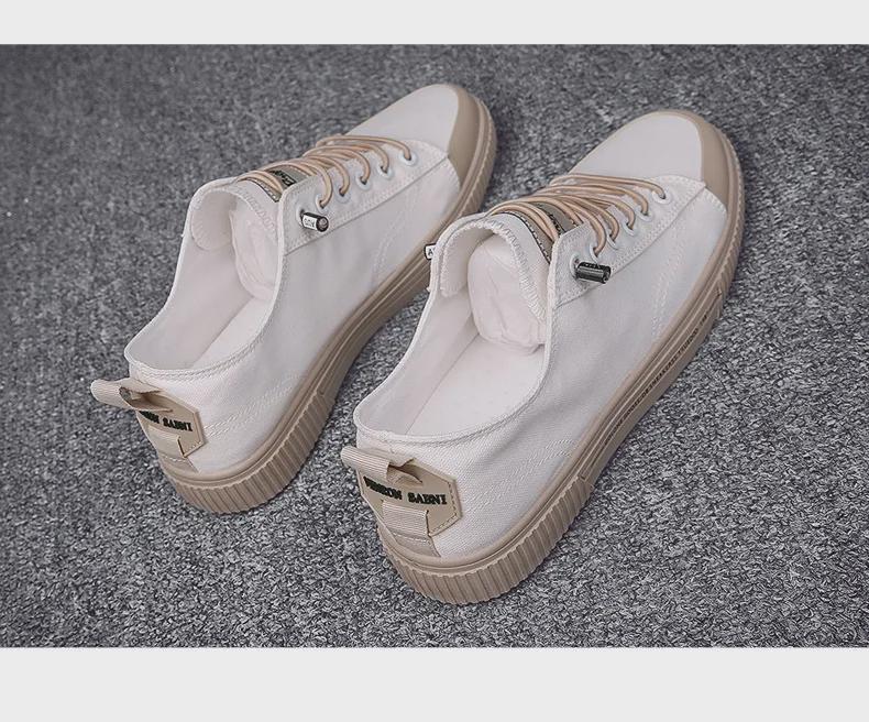 Весна 2025 г. Мужские дышащие низкие парусиновые кроссовки — модная, универсальная повседневная обувь в корейском стиле