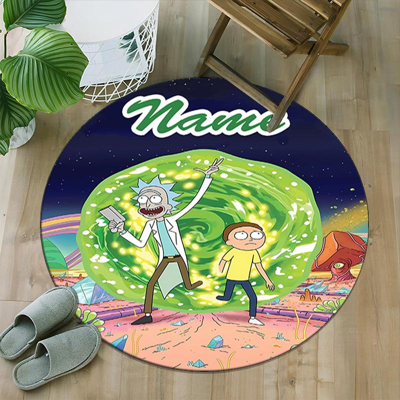 Customizable R-Rick and Morty Round Non-Slip Carpet - Ideal for Garden, Picnic, Office, Perfect for Decoration, Suitable For All Seasons
