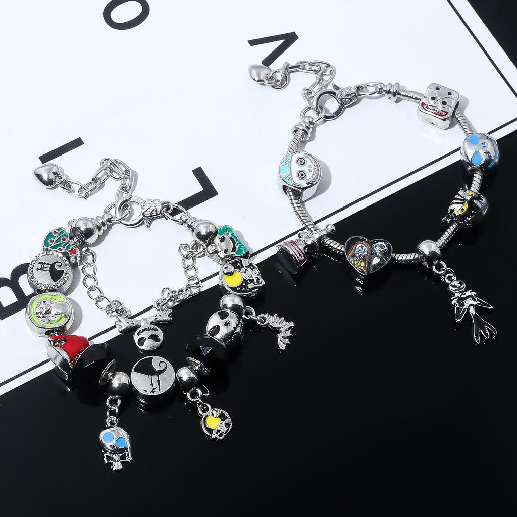 Браслет 'Кошмар перед Рождеством' с тыквой и шармами Джека и Салли