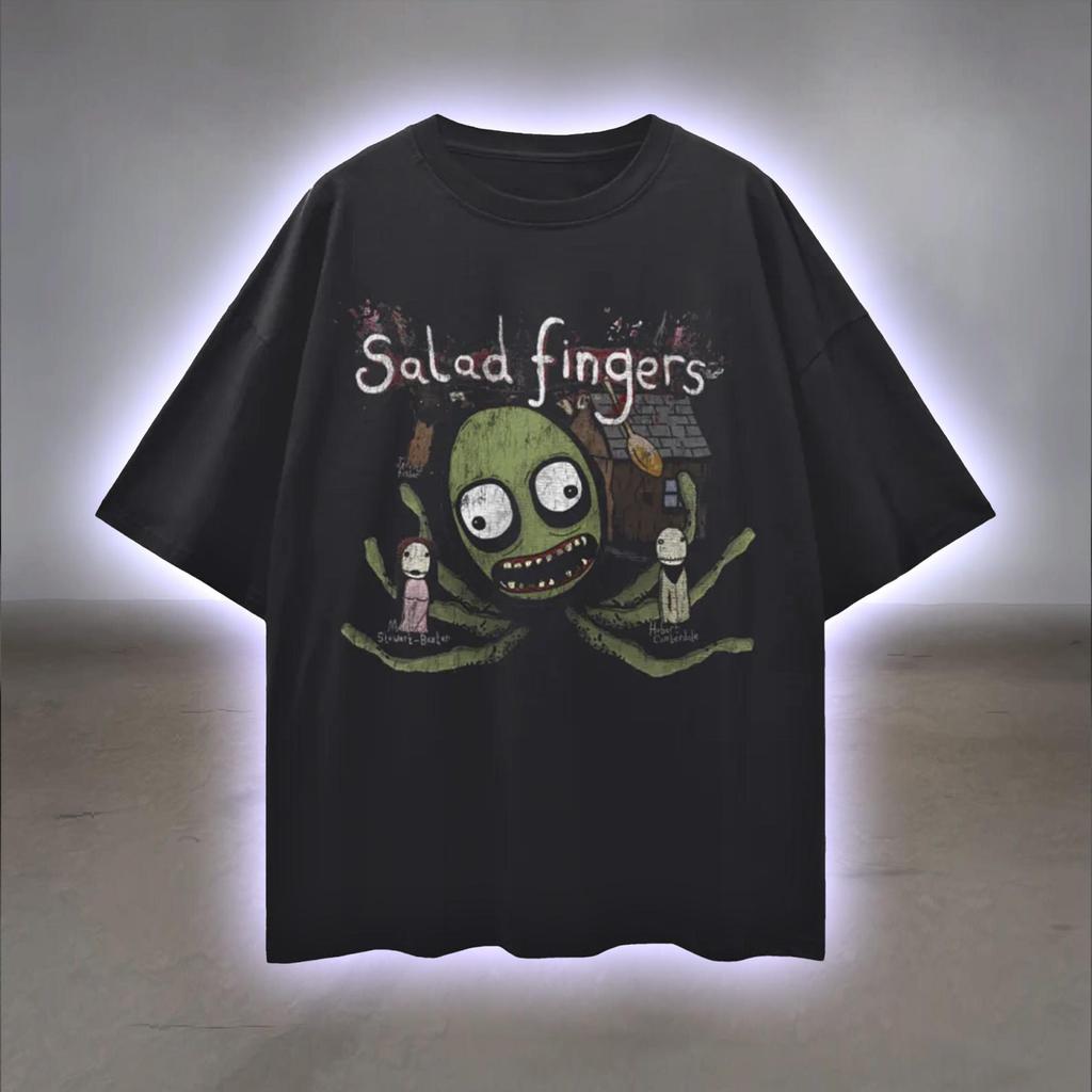 Salad Fingers T-Shirt, Creepy Web Series Graphic Tee, Surreal Horror, Cult Animation, Pure Cotton