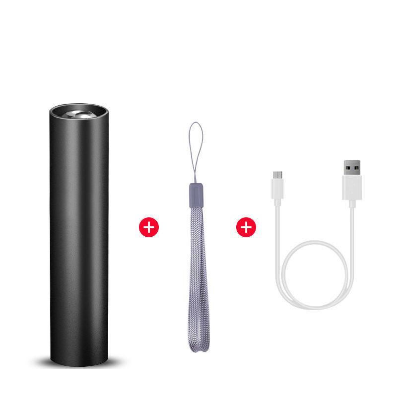 Мини-телескопический зум-фонарик 3 режима света, USB-перезаряжаемый, водонепроницаемый, мощный, для улицы, портативный фонарь