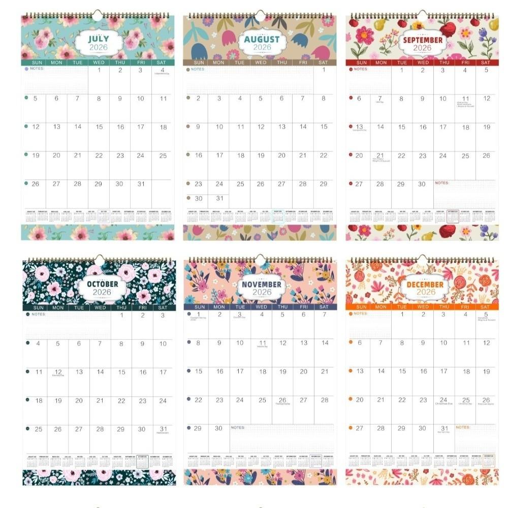 Thick Paper English Calendar Holidays Marked Daily Study 18 Months Calendar Hook Hanging July 2026-December 2027 Wall Calendar